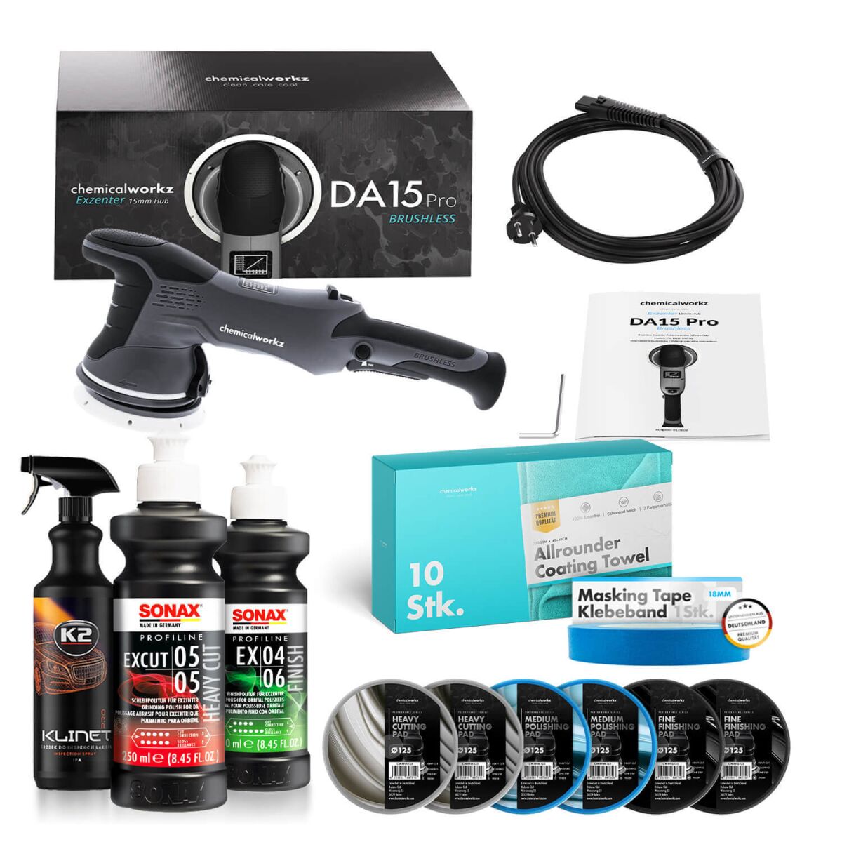 chemicalworkz DA15 Pro Brushless + Sonax – komplet za poliranje