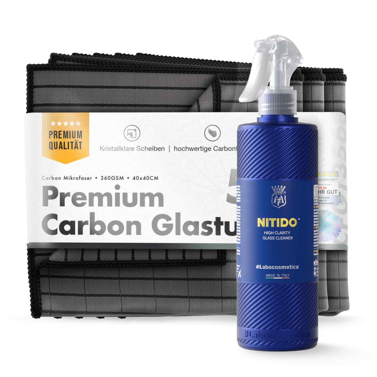 Labocosmetica Nitido 500 ml + Carbon krpe – komplet za stekla