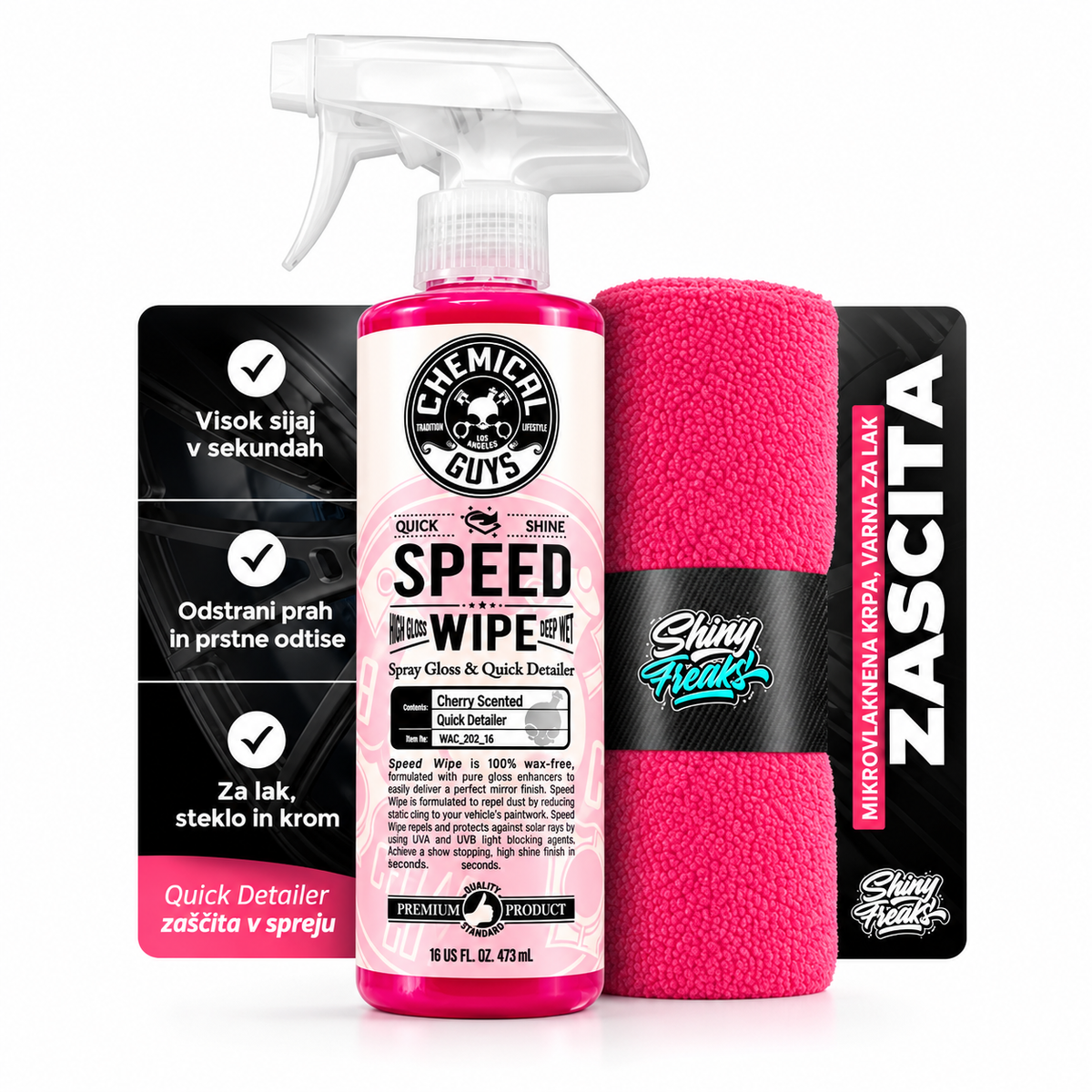 Chemical Guys Speed Wipe 473 ml + Tuch – Set zur schnellen Lackpflege