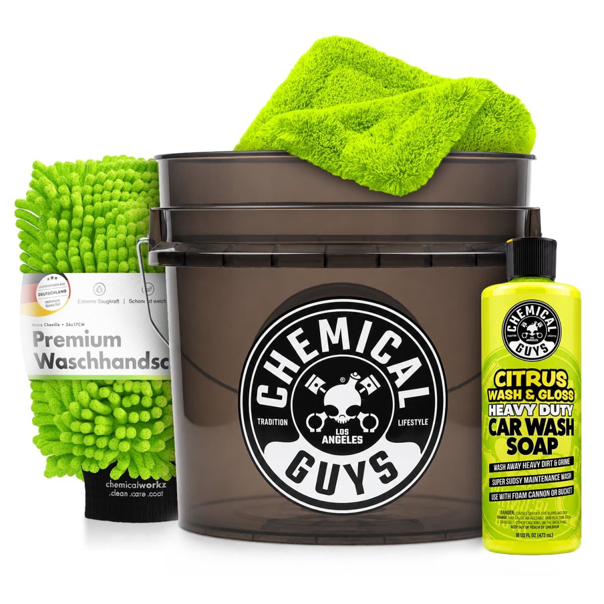 Chemical Guys Citrus Wash & Gloss – komplet z vedrom 16 L
